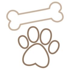 outlined paw and bone