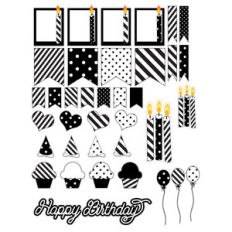 stripes and polka dots birthday stickers 2