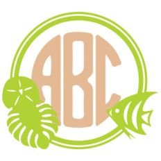 tropical beach monogram frame