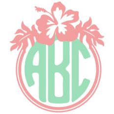 hibiscus leaves monogram frame