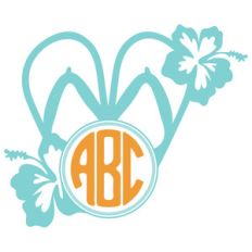 floral flip flops monogram frame
