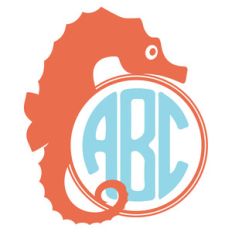 seahorse monogram frame