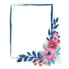 painted floral frame blue