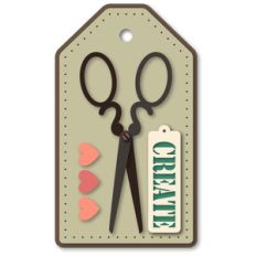 scissors cutout layered tag