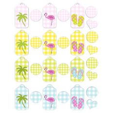 gingham tags and stickers