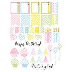 gingham birthday stickers