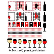 gingham and wine stickers
