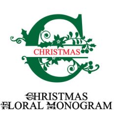 pn christmas floral monogram banner