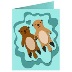 floating otters card
