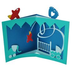 flourished baby boy tunnel card
