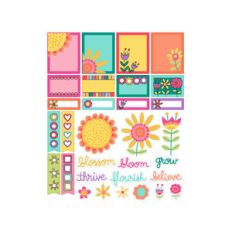 colored doodle flower stickers