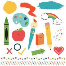 back to school sticker set