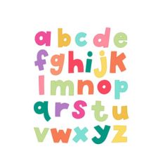 colored doodle alphabet lowercase