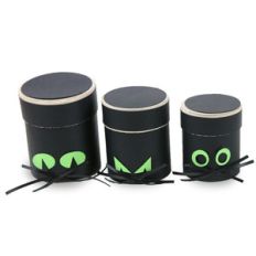 round black cat halloween trio boxes
