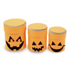 round jack o'lantern halloween trio boxes