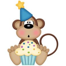 birthday monkey with cupcake