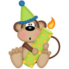 birthday monkey holding candle
