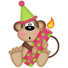 birthday monkey girl holding candle