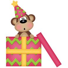 birthday monkey girl with present