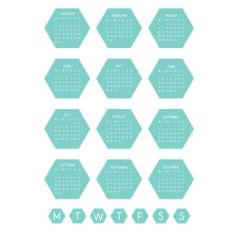 teal hexagon calendar stickers