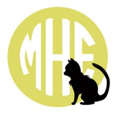 cat and moon monogram background