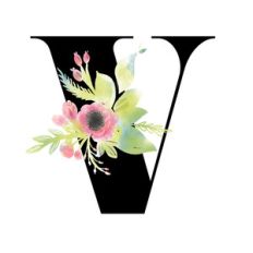 floral monogram v