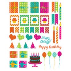 colorful, birthday planner stickers