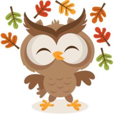 fall owl playing in leaves