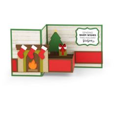 a2 pop up box card fireplace