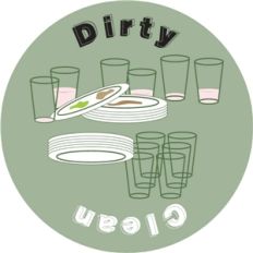 dirty clean dishes sign