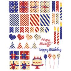 blue, red and cream birthday planner stickers