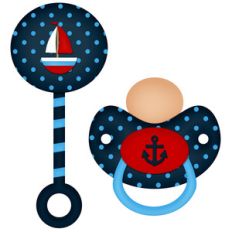 sailor baby boy pacifier and rattle