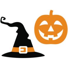 halloween witch hat and jack-o-lantern
