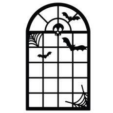 halloween bats arched window