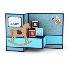 pop up box card baby rocking horse