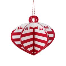 3d snowy striped ornament