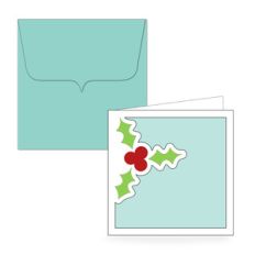 square holly folded card and envelope