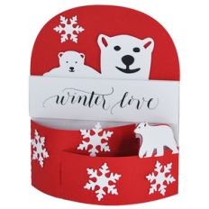 winter love polar bear bendi card