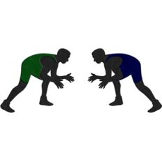 2 opposing wrestlers