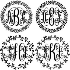 monogram elaborate script - berry vines