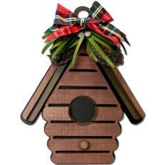 winter birdhouse ornament gift tag