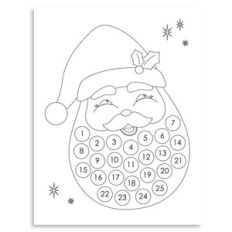 santa beard countdown coloring page