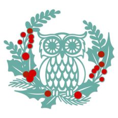 owl holly wreath two color
