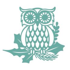 owl with holly leaves
