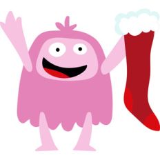 pink monster with stocking