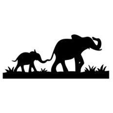 mama and baby elephant border