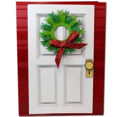 coffered christmas wreath door card