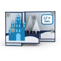 pop up box card winter castle