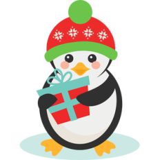 penguin with present