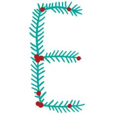 christmas holly alphabet e